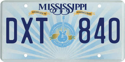 MS license plate DXT840