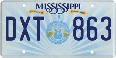 MS license plate DXT863