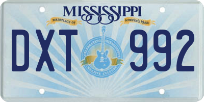 MS license plate DXT992