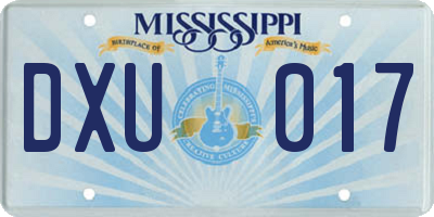 MS license plate DXU017
