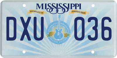 MS license plate DXU036