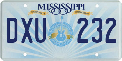 MS license plate DXU232