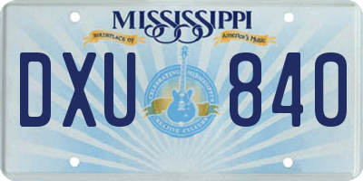 MS license plate DXU840