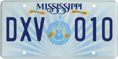 MS license plate DXV010