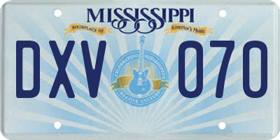MS license plate DXV070