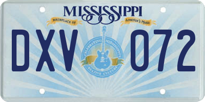 MS license plate DXV072