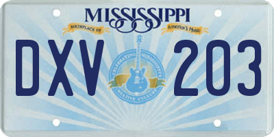 MS license plate DXV203