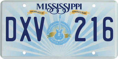 MS license plate DXV216