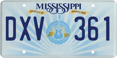 MS license plate DXV361