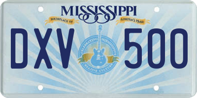 MS license plate DXV500