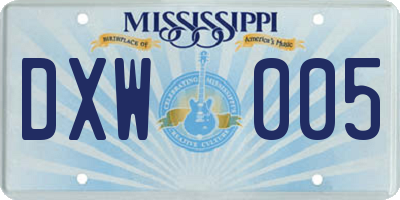 MS license plate DXW005