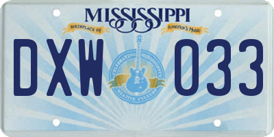MS license plate DXW033