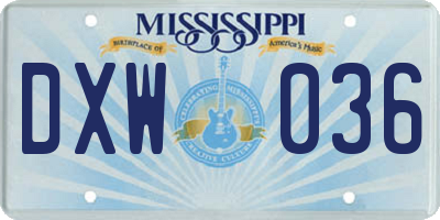 MS license plate DXW036