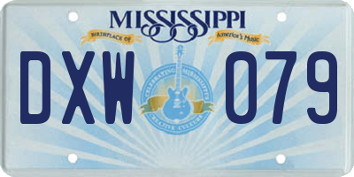 MS license plate DXW079