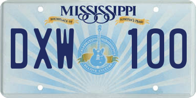 MS license plate DXW100