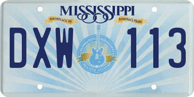 MS license plate DXW113