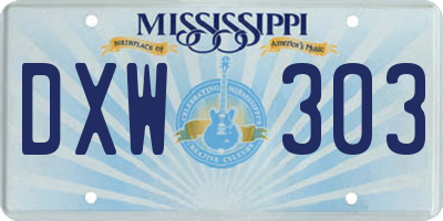 MS license plate DXW303
