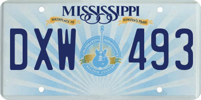 MS license plate DXW493