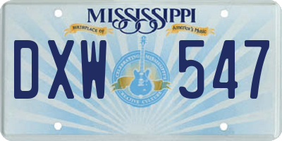 MS license plate DXW547