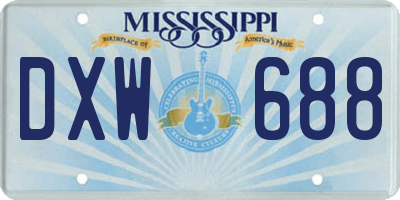 MS license plate DXW688
