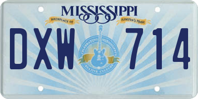 MS license plate DXW714