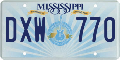 MS license plate DXW770