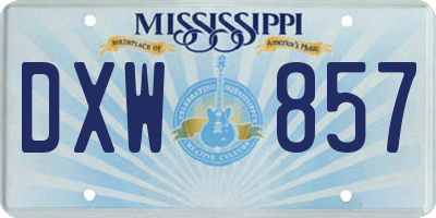 MS license plate DXW857