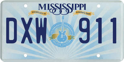 MS license plate DXW911