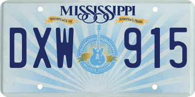 MS license plate DXW915