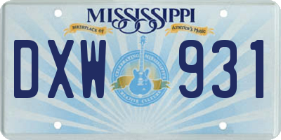 MS license plate DXW931