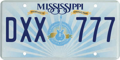 MS license plate DXX777