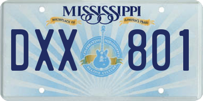 MS license plate DXX801