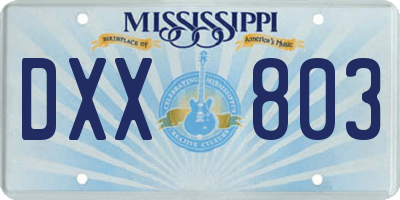 MS license plate DXX803