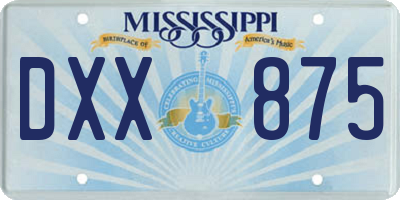 MS license plate DXX875