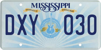 MS license plate DXY030