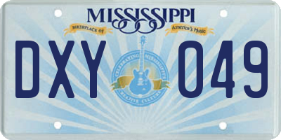 MS license plate DXY049