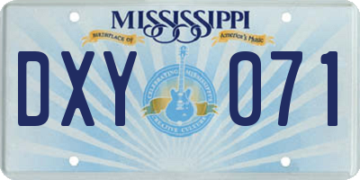 MS license plate DXY071