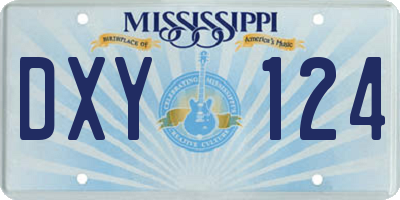 MS license plate DXY124