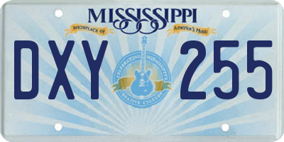 MS license plate DXY255