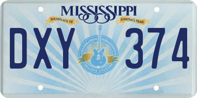 MS license plate DXY374
