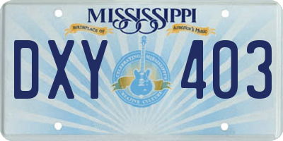 MS license plate DXY403
