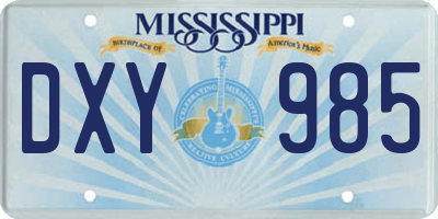 MS license plate DXY985