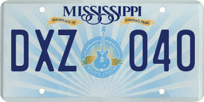 MS license plate DXZ040