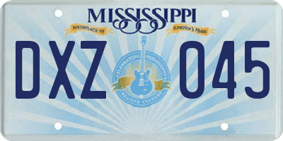 MS license plate DXZ045