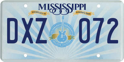 MS license plate DXZ072