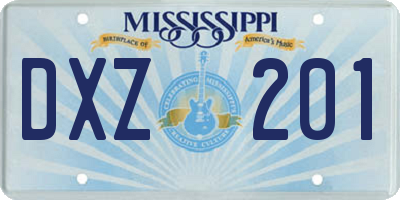 MS license plate DXZ201