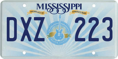 MS license plate DXZ223