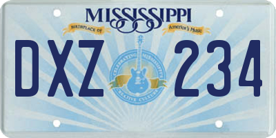 MS license plate DXZ234