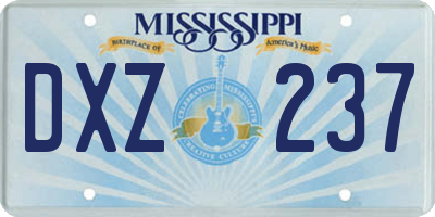 MS license plate DXZ237