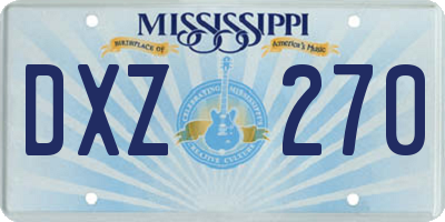 MS license plate DXZ270